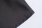 Satin Long-Sleeve Pleated Dress