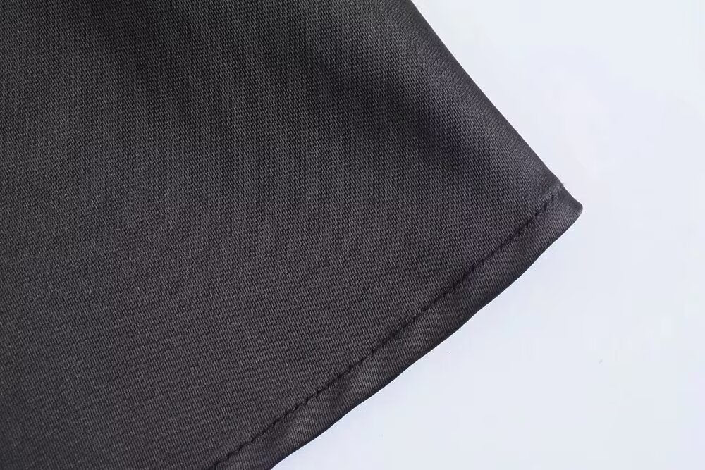 Satin Long-Sleeve Pleated Dress