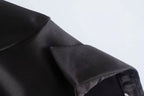 Satin Long-Sleeve Pleated Dress