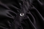 Satin Long-Sleeve Pleated Dress