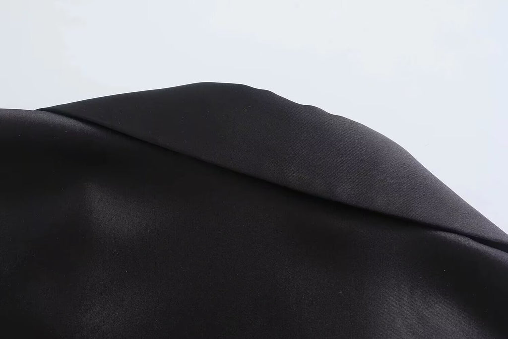 Satin Long-Sleeve Pleated Dress