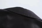 Satin Long-Sleeve Pleated Dress