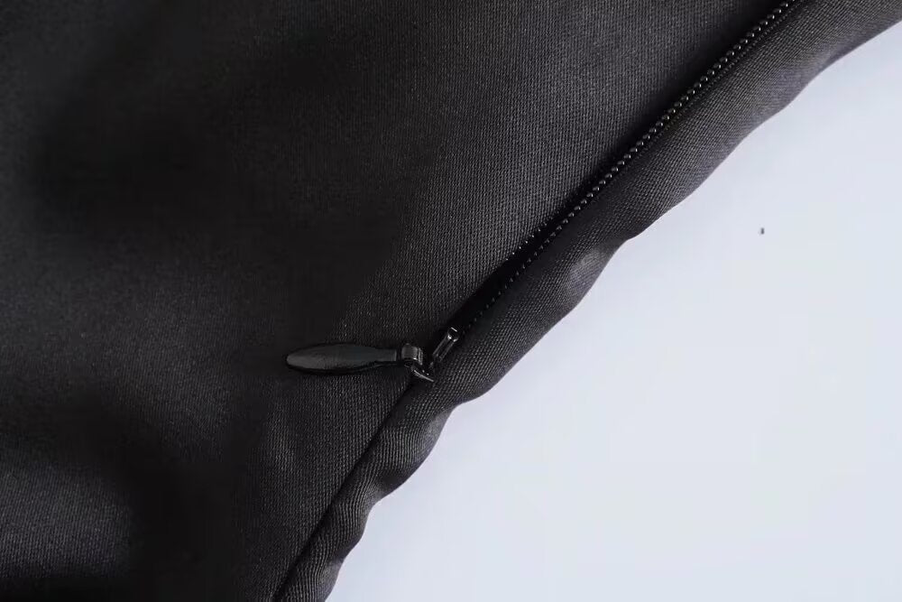 Satin Long-Sleeve Pleated Dress