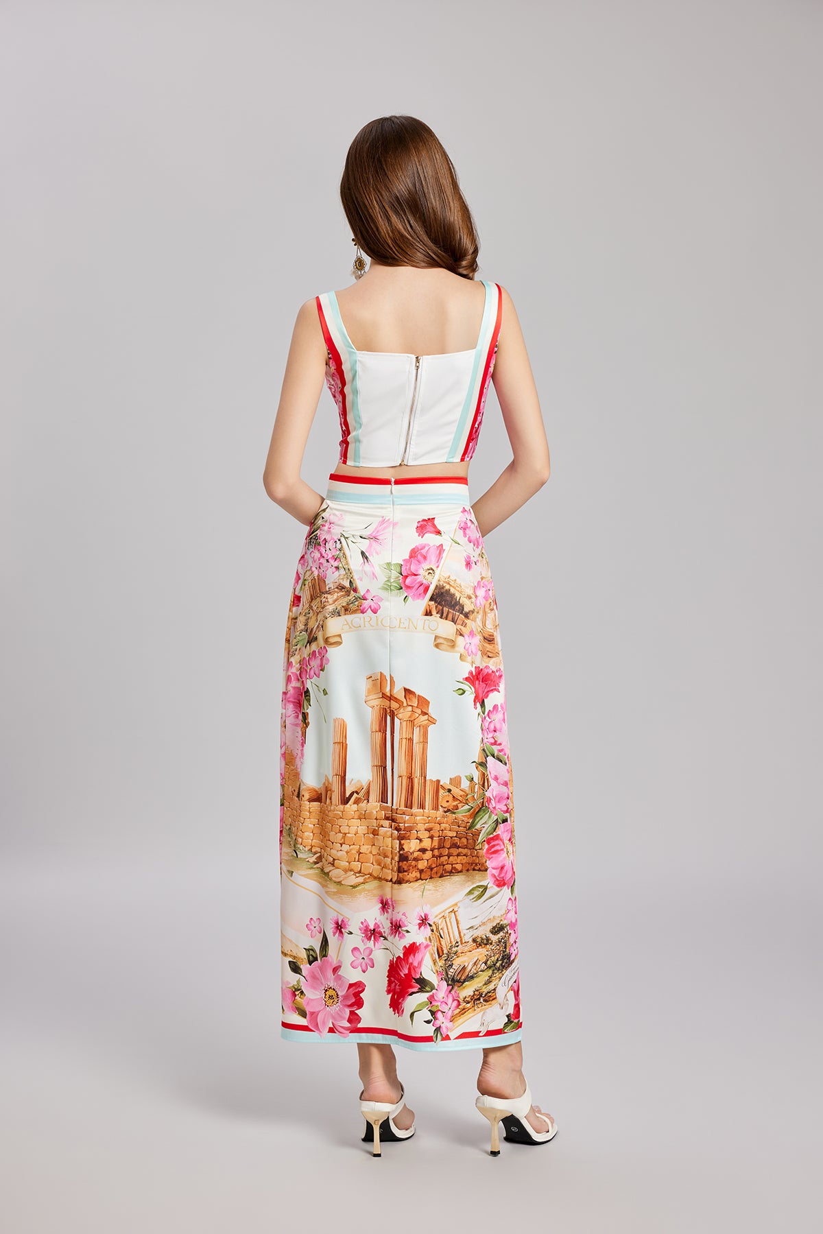 Women's Printed Strapless Top & Skirt Set