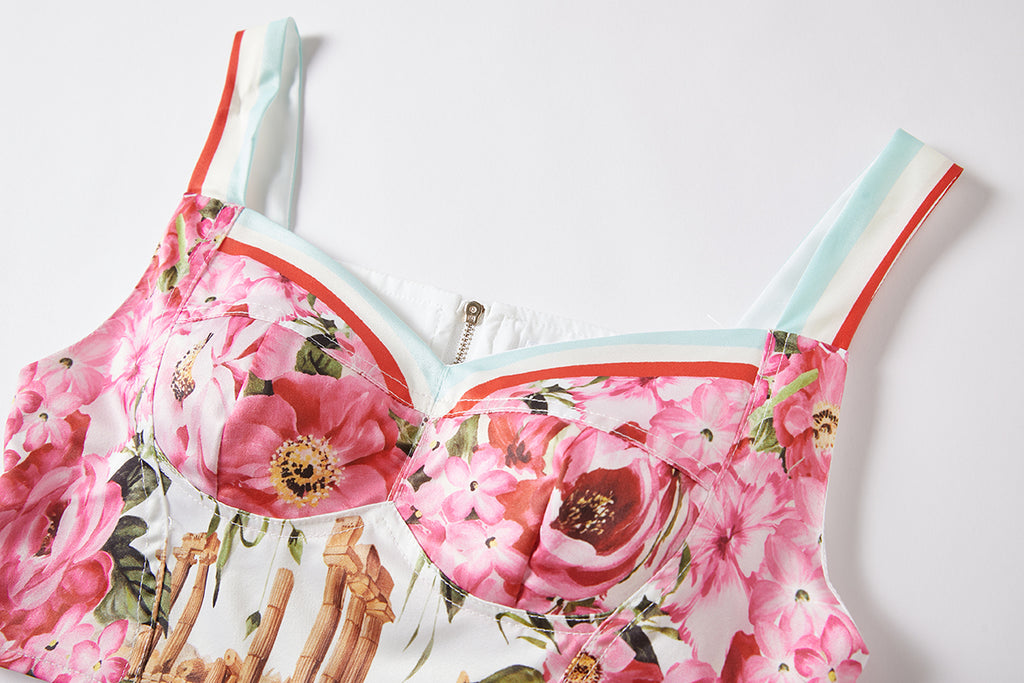 Women's 's Printed Strapless Top & Skirt Set