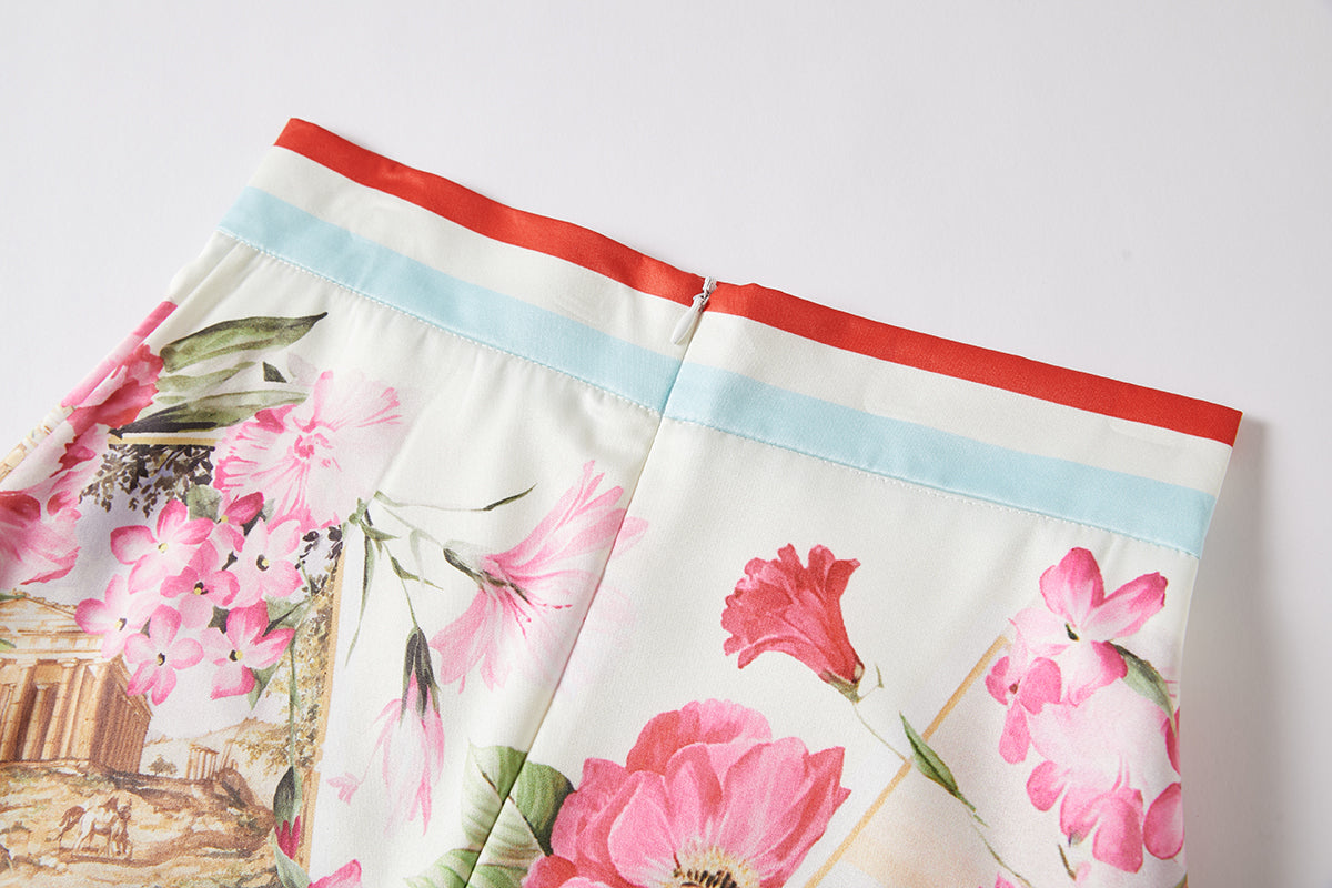Women's 's Printed Strapless Top & Skirt Set