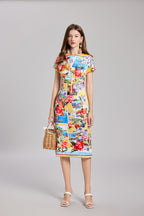 Women's 's Rose Print Bodycon Dress
