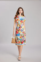 Women's 's Rose Print Bodycon Dress