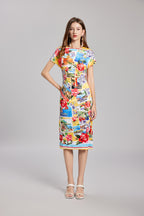 Women's 's Rose Print Bodycon Dress