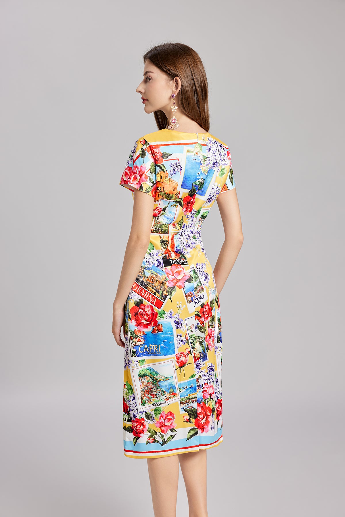 Women's 's Rose Print Bodycon Dress