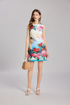 Floral Embroidered Sleeveless Mini Dress