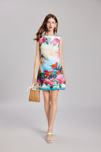 Floral Embroidered Sleeveless Mini Dress