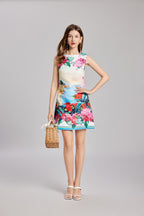 Floral Embroidered Sleeveless Mini Dress