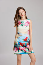 Floral Embroidered Sleeveless Mini Dress