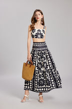 Women's 's Floral Camisole & High-Waisted Skirt Set