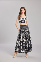 Women's 's Floral Camisole & High-Waisted Skirt Set