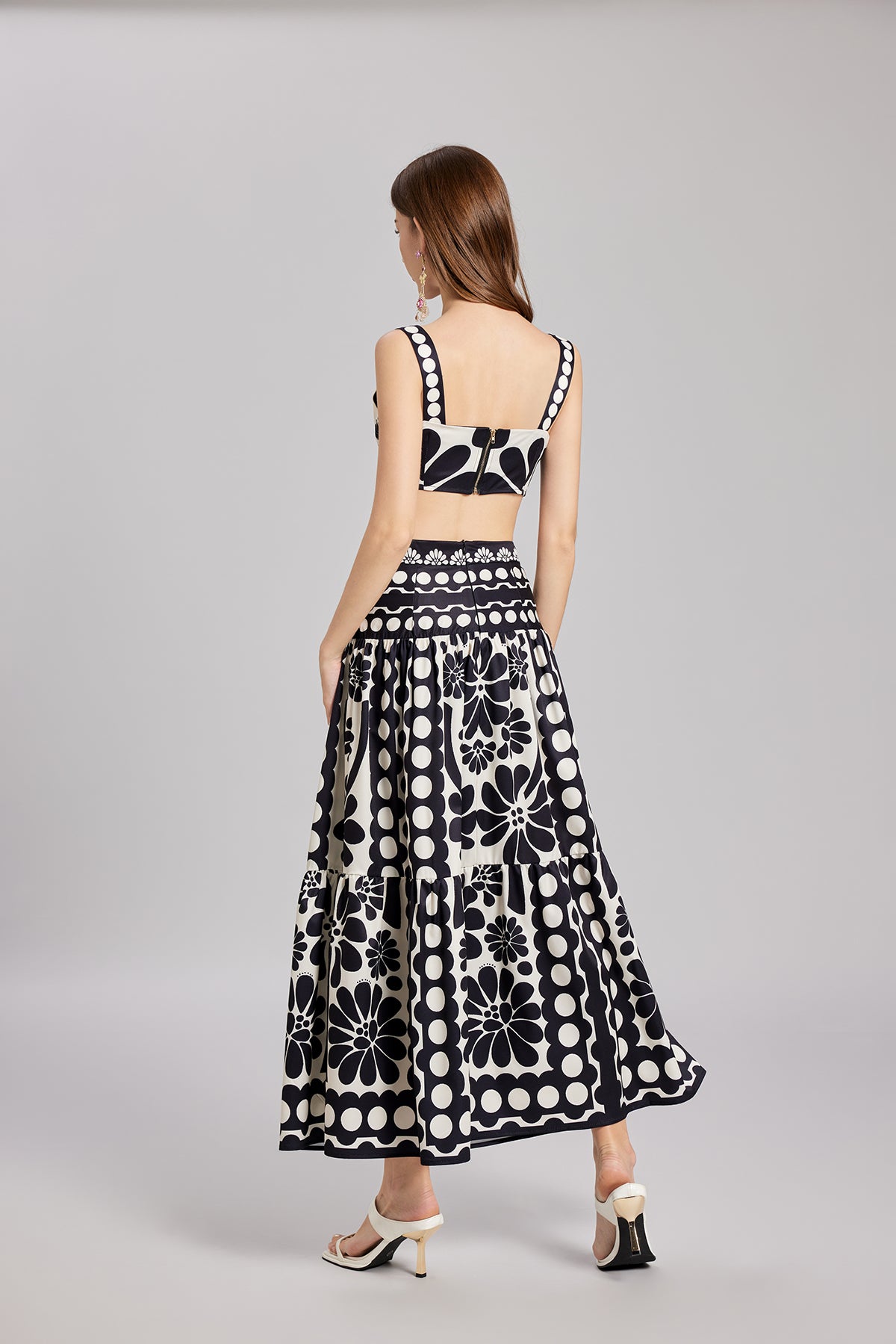 Women's Floral Camisole & High-Waisted Skirt Set