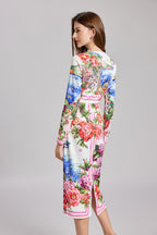 Women's 's Landscape Print Slim-Fit Dress
