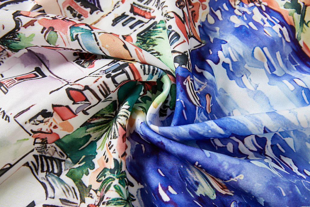 Women's 's Landscape Print Slim-Fit Dress