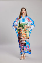 Women's 's Vintage Printed Long-Sleeve Dress