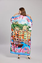 Women's 's Vintage Printed Long-Sleeve Dress