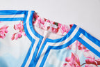 Women's 's Vintage Printed Long-Sleeve Dress