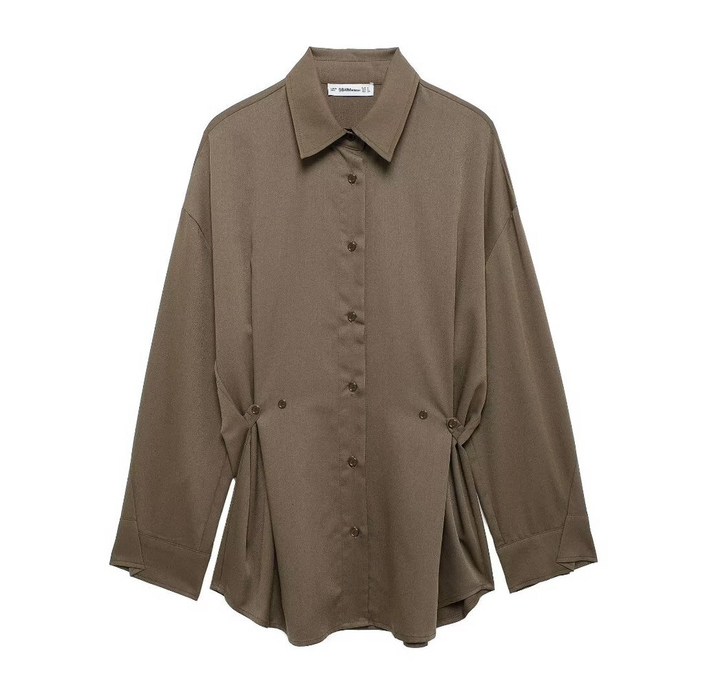 Women's British Shirt Waist Adjustable Loose