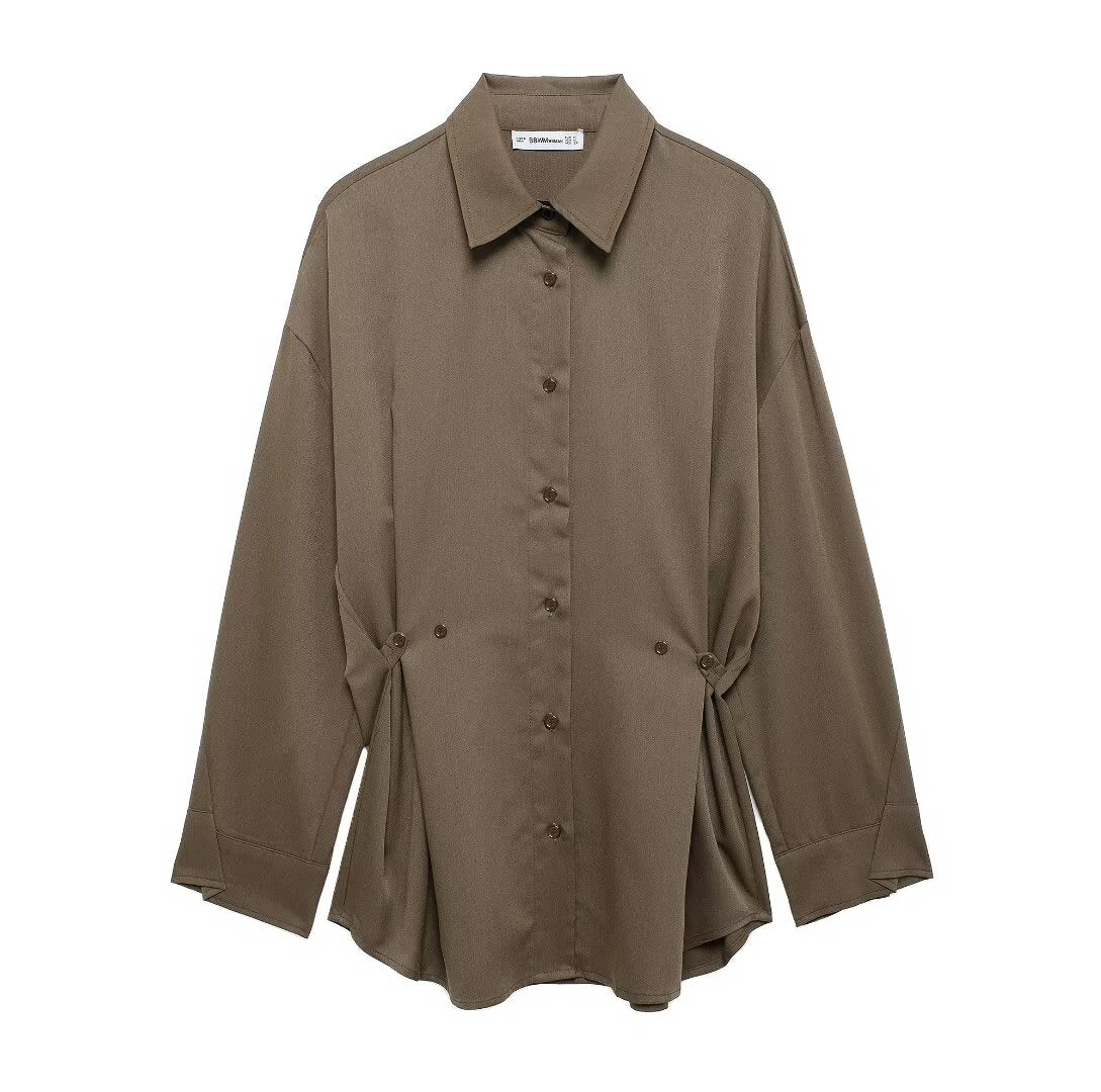 Women's British Shirt Waist Adjustable Loose