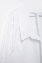 Women's Long Sleeve Single Breasted V Neck Pure White Shirt