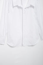 Women's Long Sleeve Single Breasted V Neck Pure White Shirt