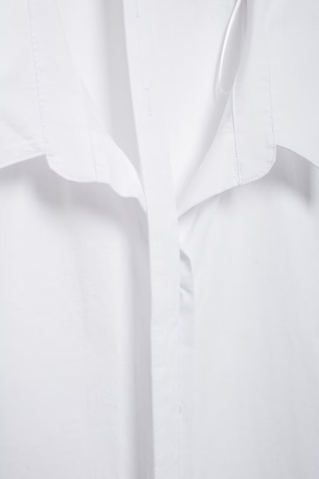 Women's Long Sleeve Single Breasted V Neck Pure White Shirt