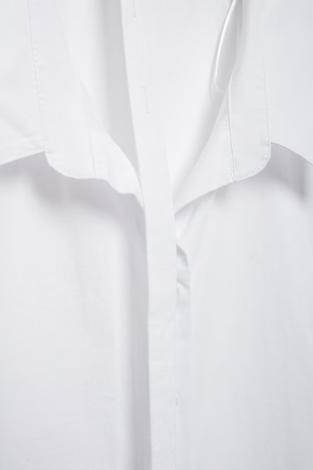 Women's Long Sleeve Single Breasted V Neck Pure White Shirt