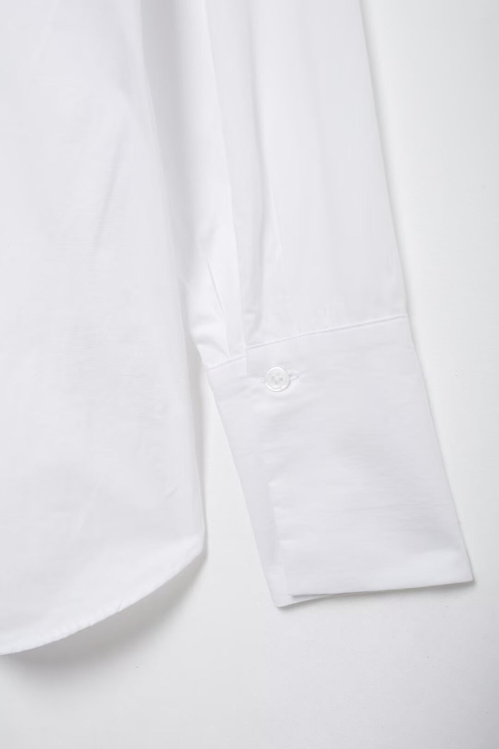 Women's Long Sleeve Single Breasted V Neck Pure White Shirt