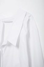 Women's Long Sleeve Single Breasted V Neck Pure White Shirt