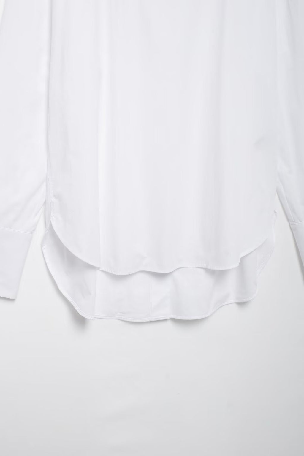 Women's Long Sleeve Single Breasted V Neck Pure White Shirt
