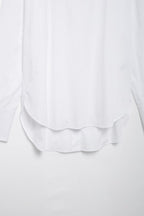 Women's Long Sleeve Single Breasted V Neck Pure White Shirt