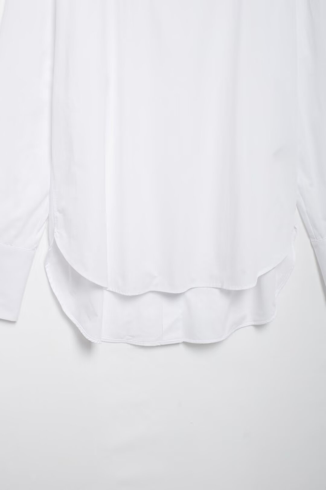 Women's Long Sleeve Single Breasted V Neck Pure White Shirt