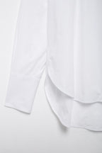 Women's Long Sleeve Single Breasted V Neck Pure White Shirt
