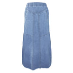 Pring Summer Denim A Binding Tape Brushed Elastic High Skirt