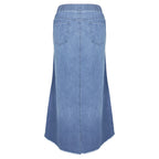 Pring Summer Denim A Binding Tape Brushed Elastic High Skirt