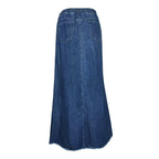 Pring Summer Denim A Binding Tape Brushed Elastic High Skirt