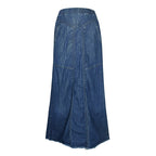 Pring Summer Denim A Binding Tape Brushed Elastic High Skirt