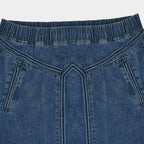 Pring Summer Denim A Binding Tape Brushed Elastic High Skirt