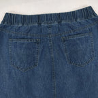 Pring Summer Denim A Binding Tape Brushed Elastic High Skirt