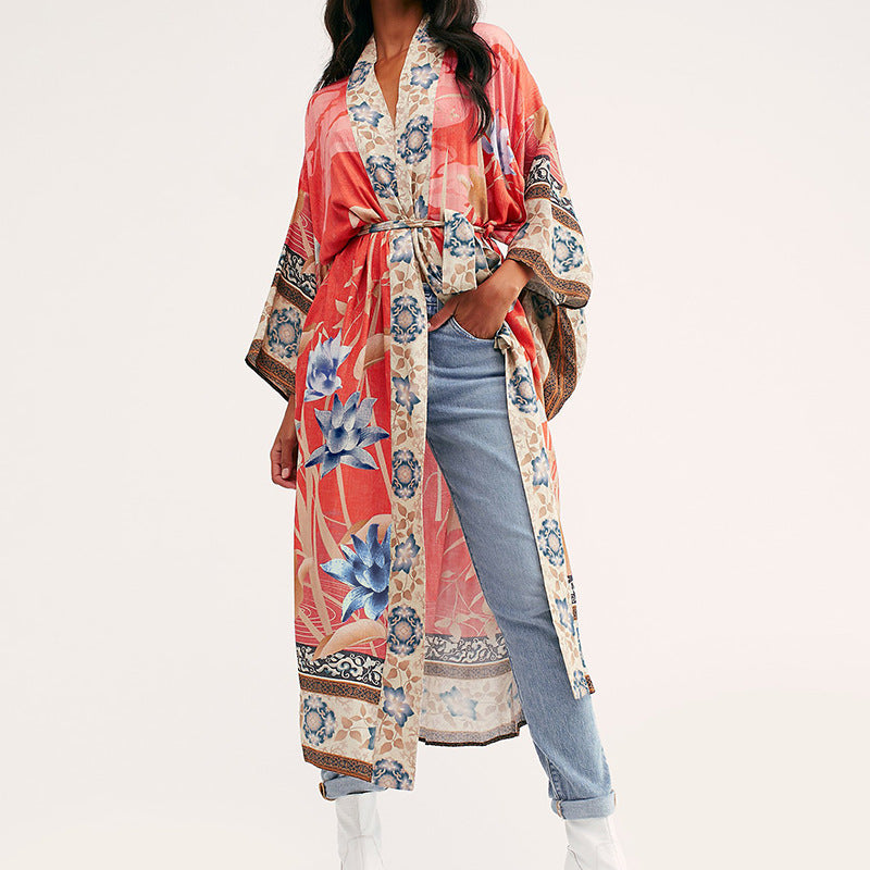 Kimono Orange Cover Up Swimwear