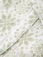 Floral Embroidered Collared Belted Short-Sleeve Shirt Midi Dress