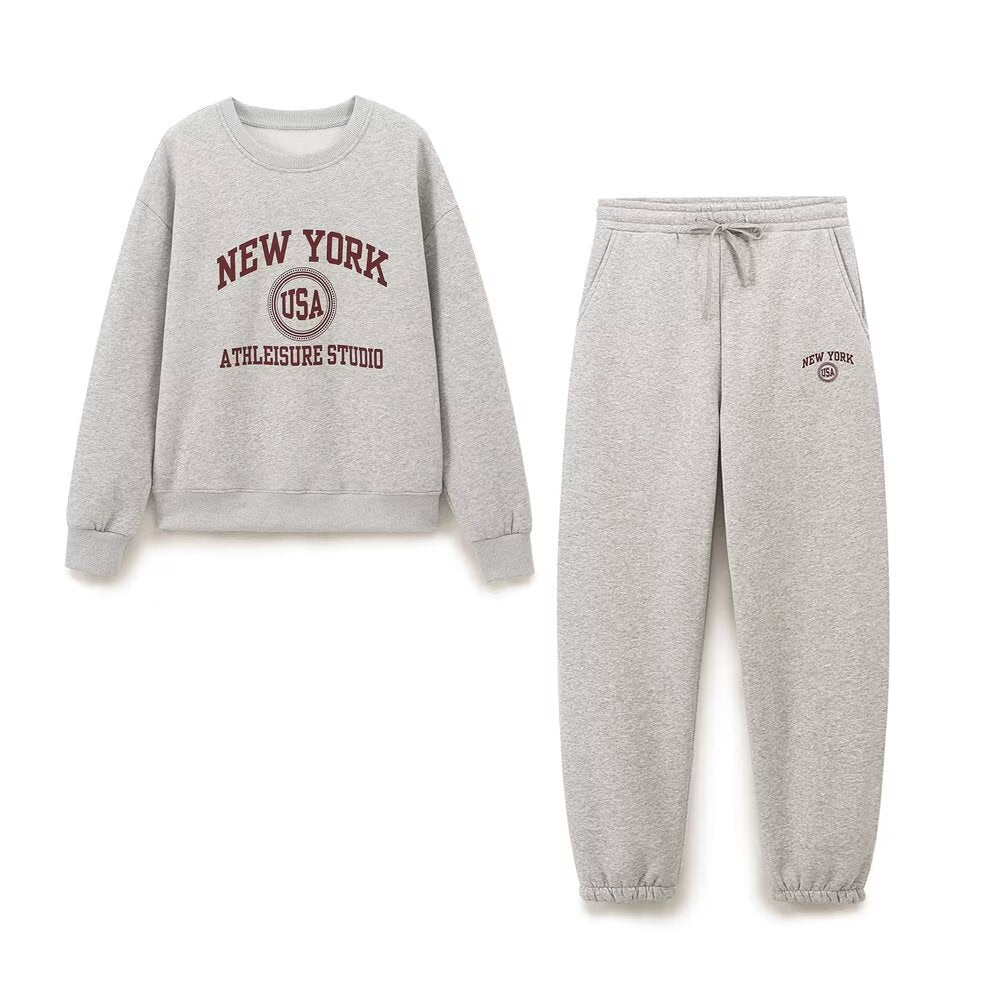 Fall Clothing Minimalist Preppy Sweatshirt Casual Pant Sets