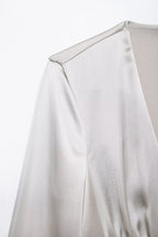 Women's V-Neck Ruched Long-Sleeve Mini Dress