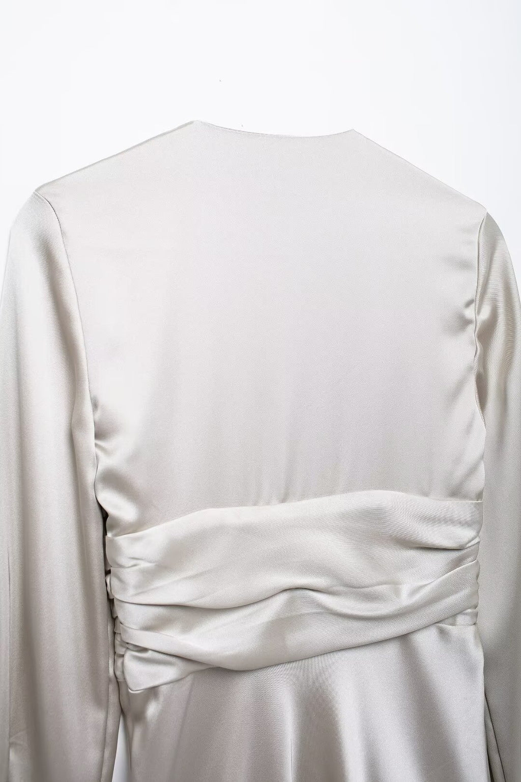 Women's V-Neck Ruched Long-Sleeve Mini Dress