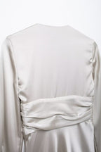 Women's V-Neck Ruched Long-Sleeve Mini Dress